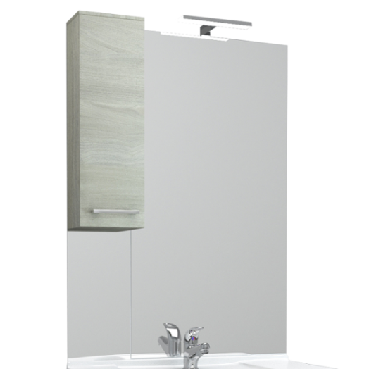 RUBINO TÜKÖR OLDALSZEKRÉNNYEL VILÁGOSSZÜRKE 70X107,5X17CM BALOS LED