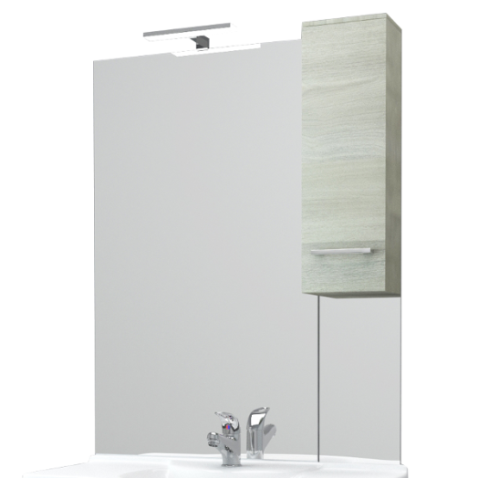 RUBINO TÜKÖR OLDLASZEKRÉNNYEL VILÁGOS SZÜRKE 81X107,5X17CM JOBB LED