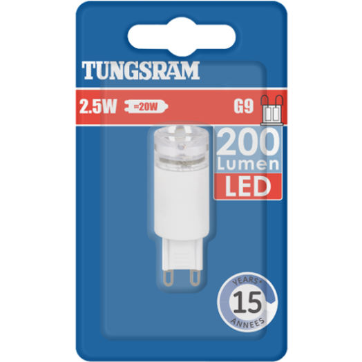 TUNGSRAM LED G9 KAPSZULA 2,5W 200LM 2700K 15.000 ÓRA L70 - 240°