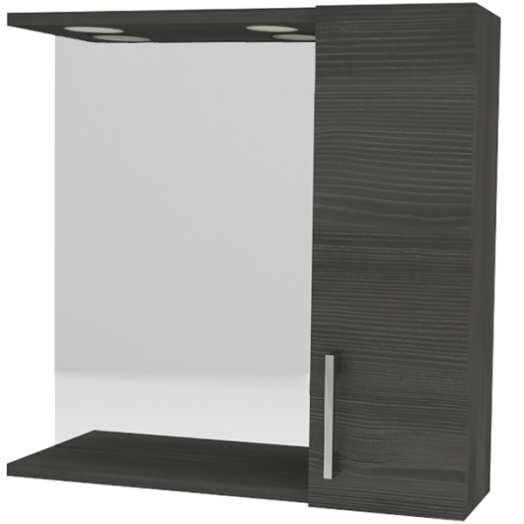 RUBINO TÜKÖR OLDALSZEKRÉNNYEL SÖTÉTBARNA 58X57X15,5CM JOBB LED