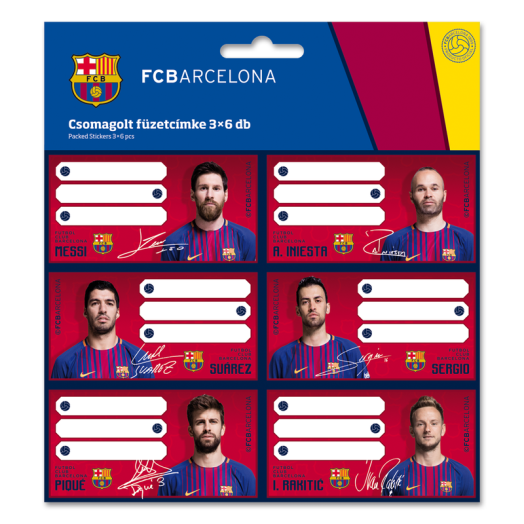 Barcelona csomagolt füzetcímke (3x6 db)