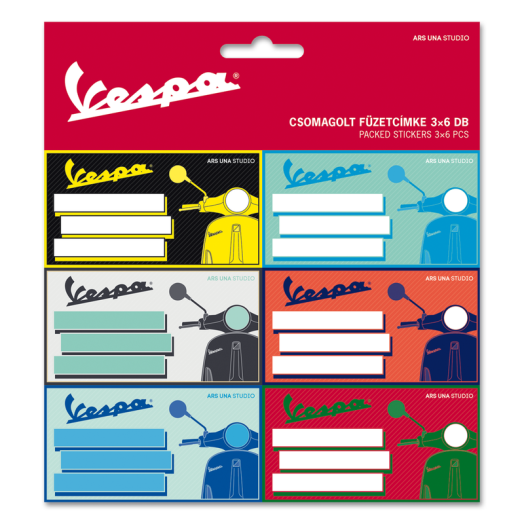 Vespa csomagolt füzetcímke (3x6 db)
