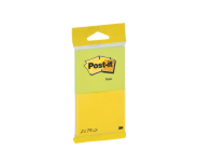 Post-it 6720YG önt.jegyzettömb 76x63mm 2x75lap 2szín bliszt.
