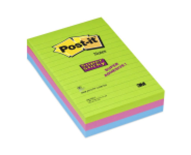 Post-it Super Sticky jegyzet- tömb 102x152mm vonalas 3tömb