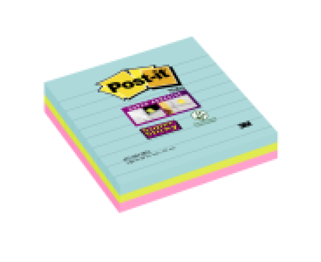 Post-it Super Sticky vonalas tömb Miami 101x101 mm 3 db/cs.