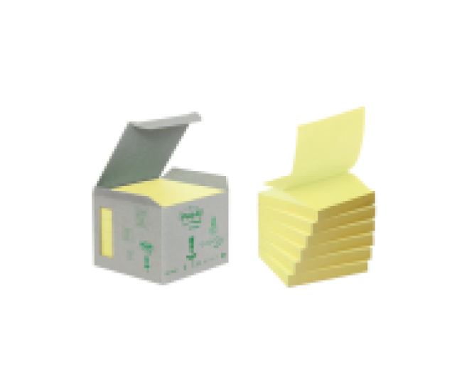 Post-it újrahasznosított Z-tömb 76x76 mm sárga 6 tömb/c