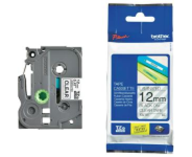 Brother TZE131 12mm laminált szalag, átlátszó/fekete