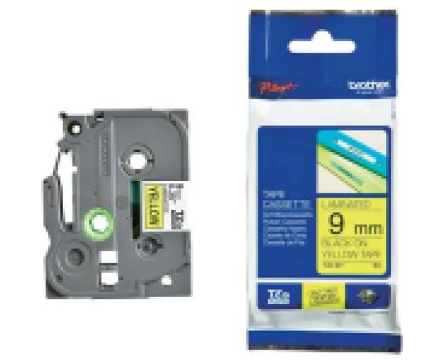 Brother TZE621 9mm laminált szalag, sárga/fekete
