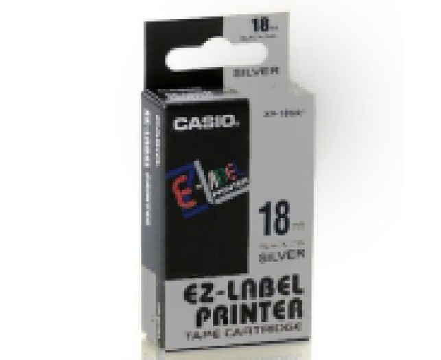 Casio 18 mm címkeszalag fehér/fekete, 8 m-es