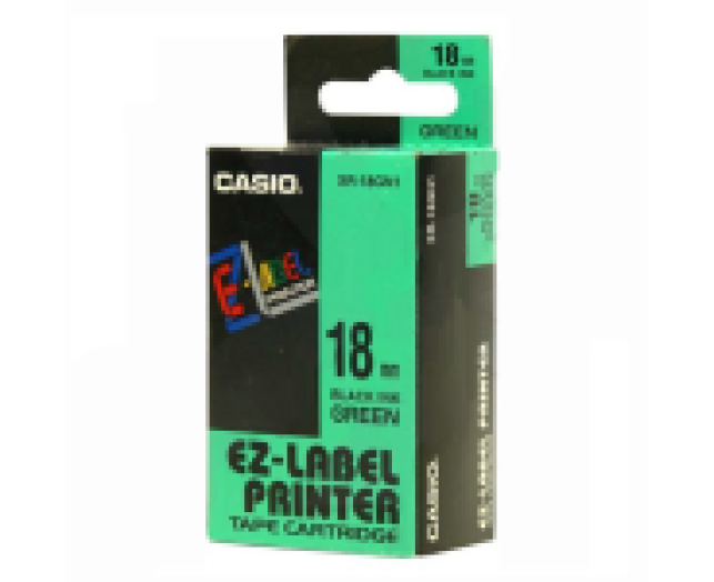 Casio 18 mm címkeszalag zöld/fekete, 8m-es