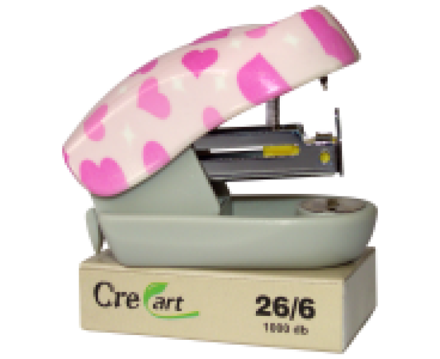 CreArt mini tűzőgép 24/6 mintás szívecskés +tűzőkapocs