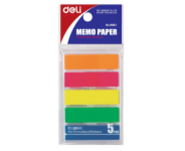 Deli oldaljelölő címke neon 45x12mm 5színx20lap