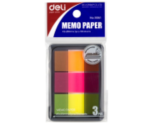 Deli oldaljelölő címke neon 45x20mm 3színx20lap tartóban