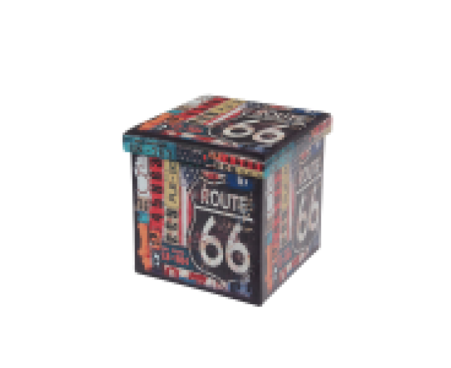 Design tárolós ülőke 38x38 cm Route 66