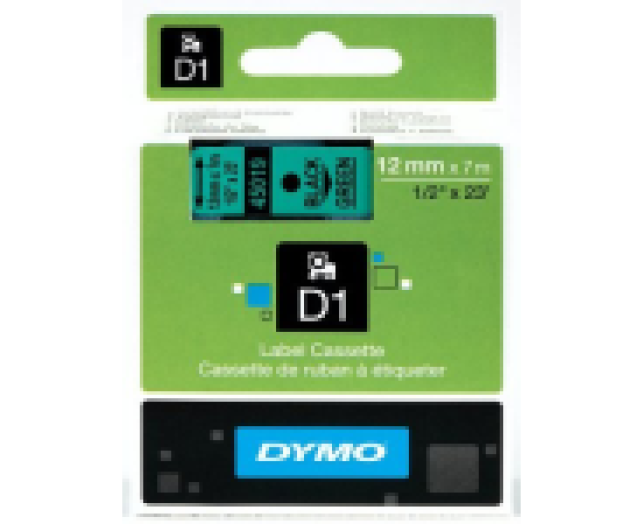 Dymo D1 12mm szalag, fekete/zöld