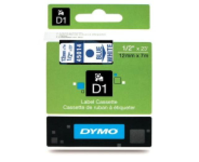 Dymo D1 12mm szalag, kék/fehér