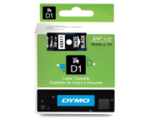 Dymo D1 19mm szalag, fehér/fekete