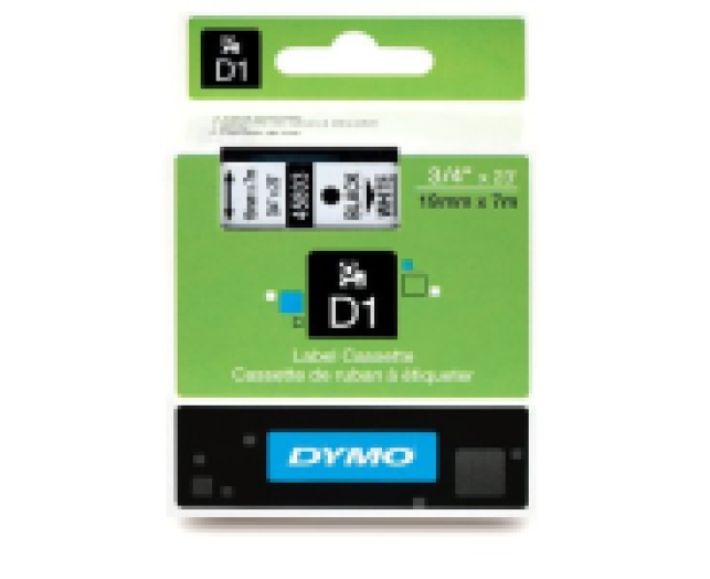 Dymo D1 19mm szalag, fekete/fehér