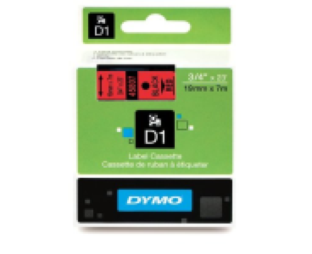 Dymo D1 19mm szalag, fekete/piros