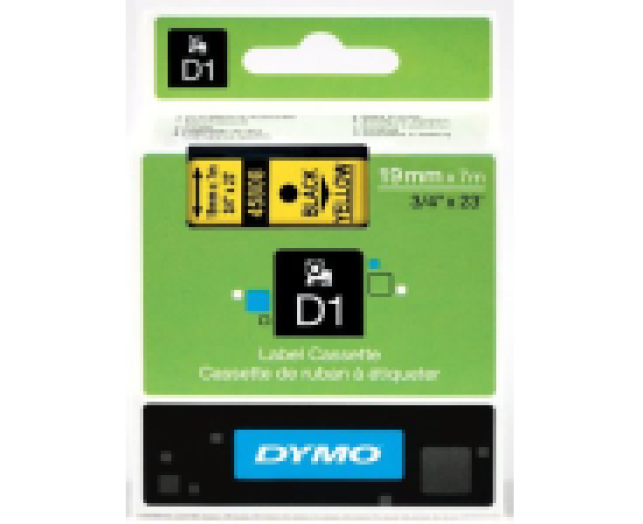 Dymo D1 19mm szalag, fekete/sárga