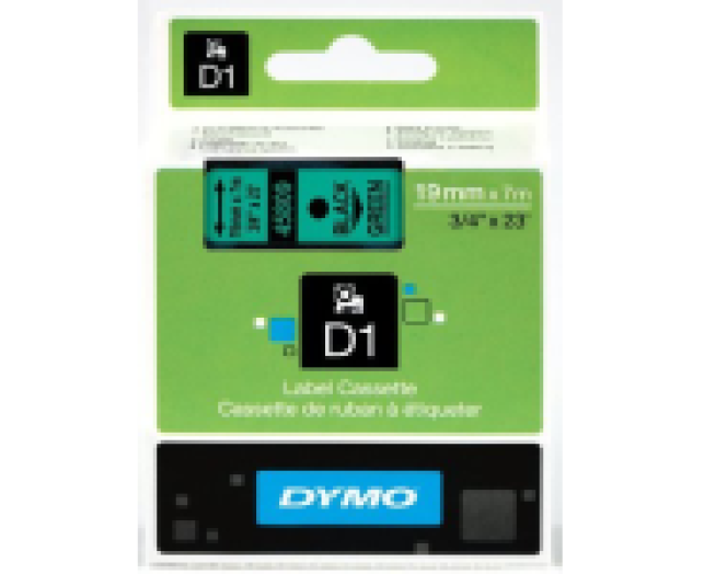 Dymo D1 19mm szalag, fekete/zöld