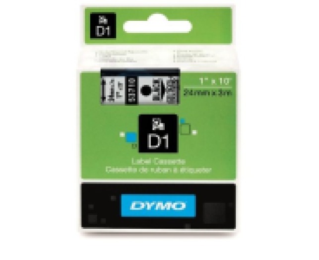 Dymo D1 24mm szalag, fekete/áttetsző