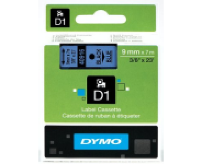 Dymo D1 9mm szalag, fekete/kék