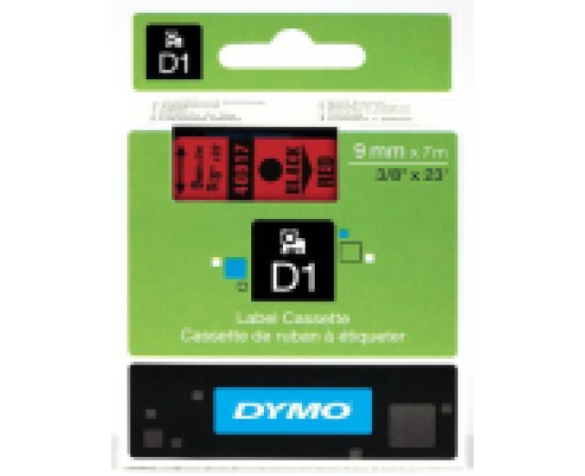 Dymo D1 9mm szalag, fekete/piros