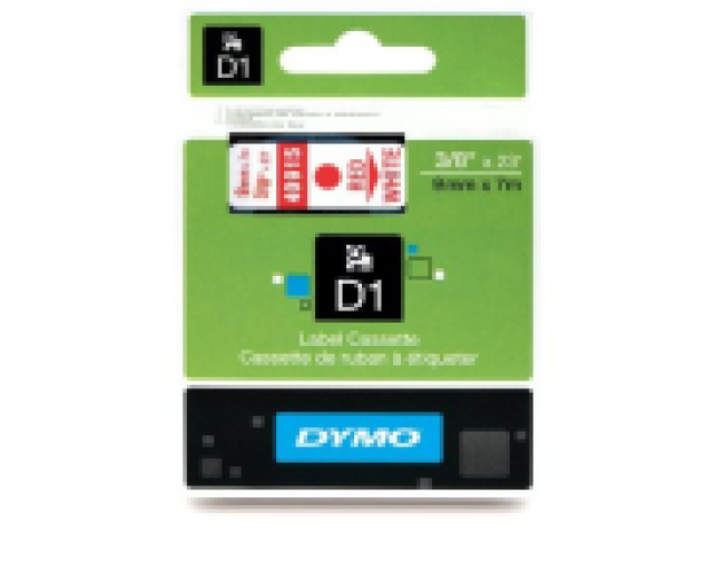 Dymo D1 9mm szalag, piros/fehér