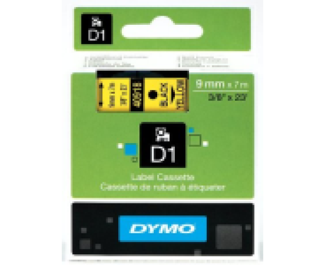 Dymo D1 9mm szalag, sárga/fekete