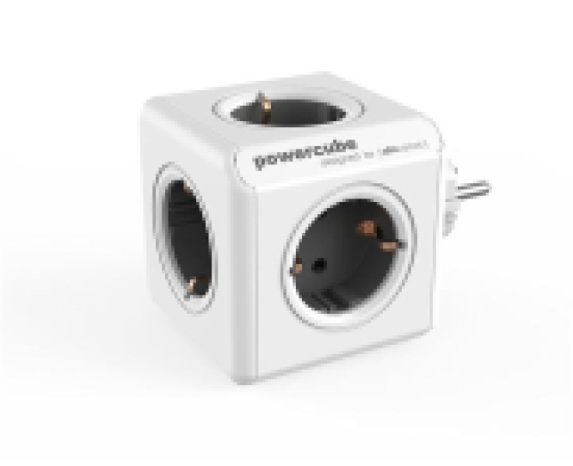 Elosztó 4aljzat 2USB ALLOCACOC PowerCube USB fehér-szürke