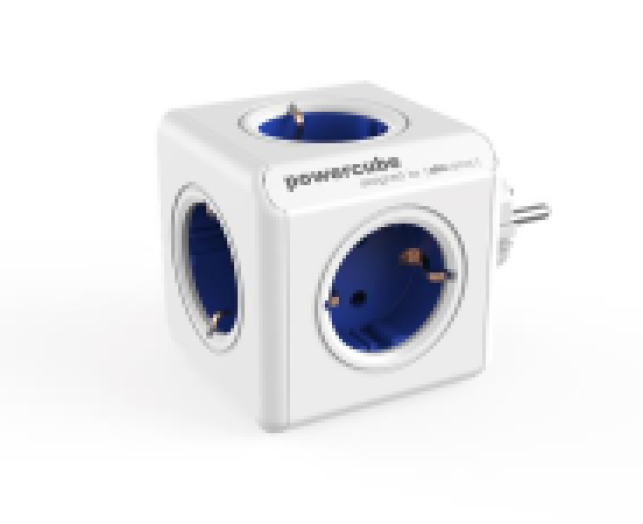 Elosztó 5 aljzat ALLOCACOC PowerCube fehér-kék