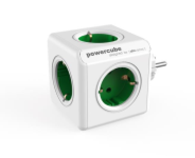 Elosztó 5 aljzat ALLOCACOC PowerCube fehér-zöld