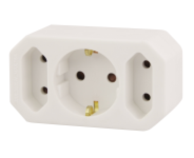 Emos hálózati elosztó adapter 2 piskóta+1 földelt aljzat