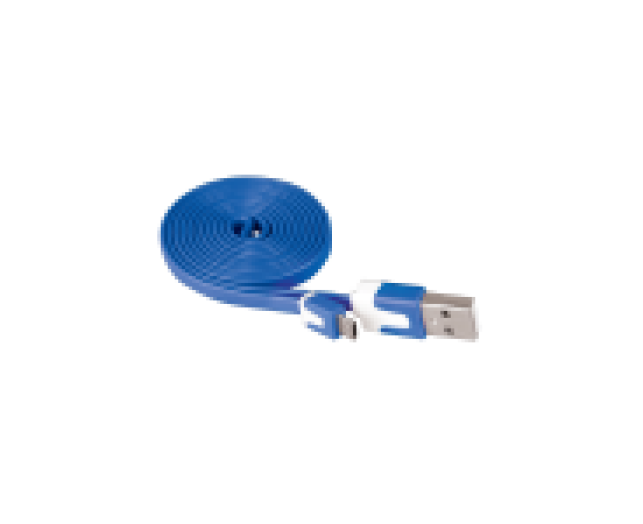 Emos okostelefon lapos kábel USB 2.0 A -USB microB,1m,kék