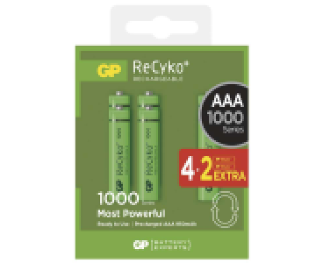 GP akku töltő recyko AAA 1000mah 4+2db