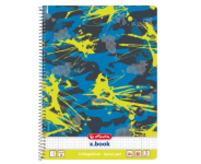 Herlitz spirálfüzet A4 kockás Camouflage lemon 80 lapos