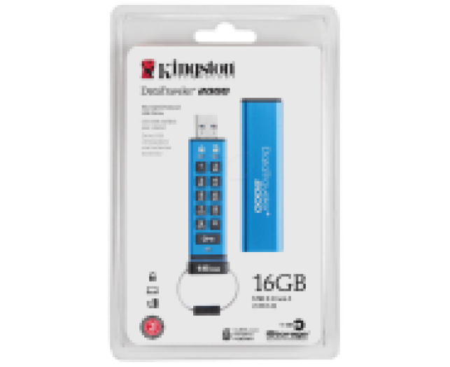 Kingston 16GB USB3.1 pendrive DT2000/16GB, kék titkosítható