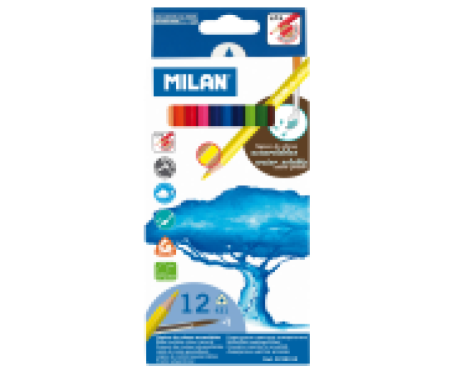 Milan színesceruza készlet 12 szín aqua+ecset