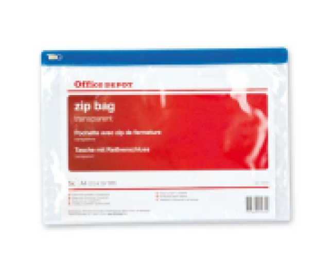 Office Depot áttetsző cipzáras tasak