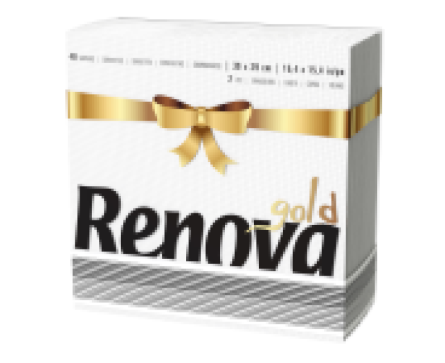 Renova Art Table Gold szalvéta fehér 2 réteg 39 x 39 cm