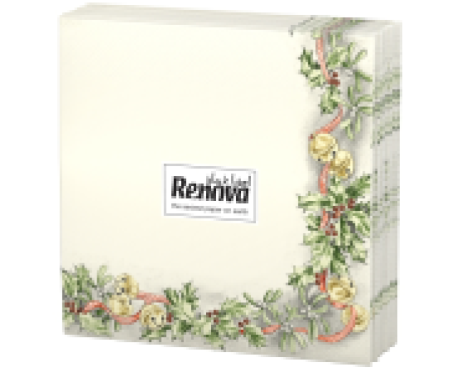 Renova Xmas Holly 3 rétegű mintás karácsonyi szalvéta