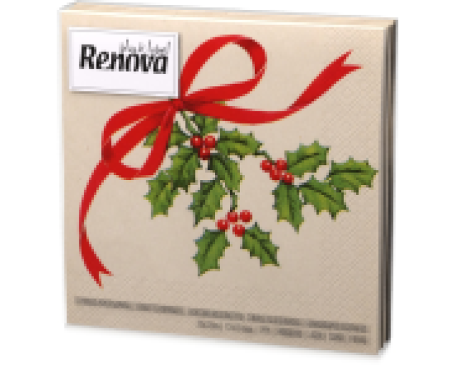 Renova Xmas Ribbon 3 rétegű mintás karácsonyi szalvéta