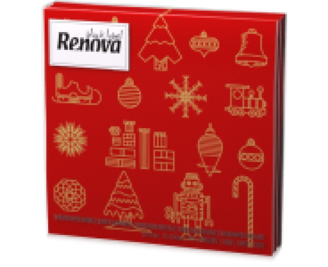 Renova Xmas Toys 3 rétegű piros karácsonyi szalvéta