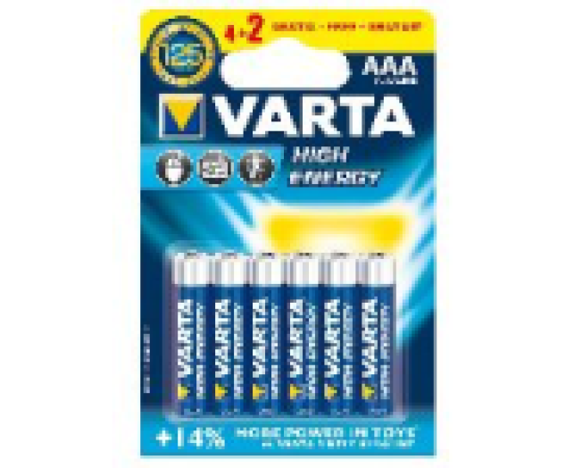 Varta HIGH ENERGY AAA mikro ceruza tartós elem4+2db/cs