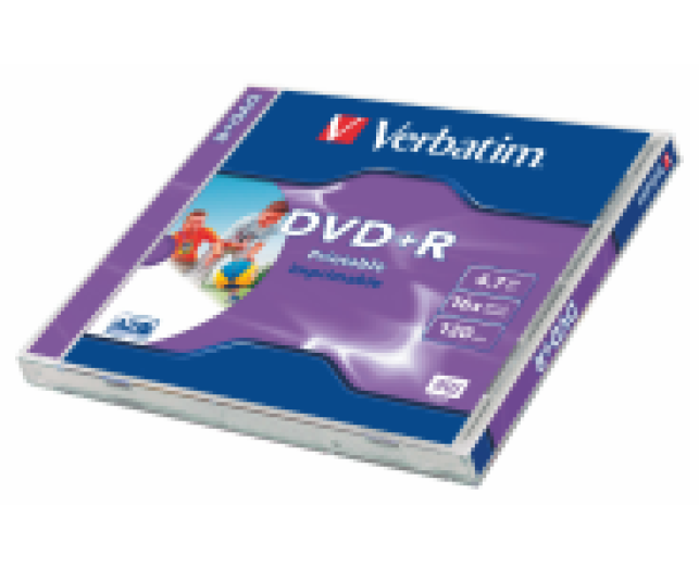 Verbatim DVD+R nyomtatható, matt, 4,7GB, 16x,normál tokos
