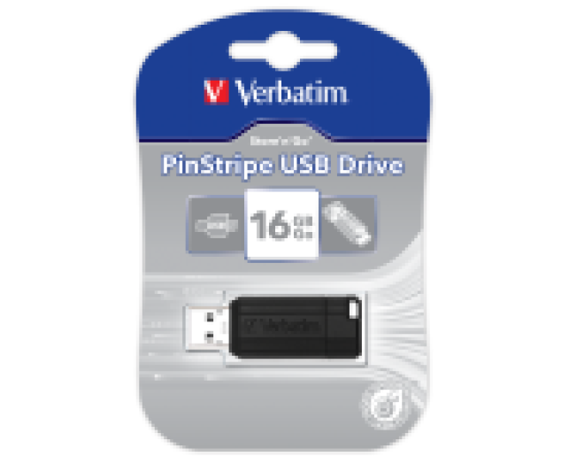 Verbatim Pinstripe 16GB USB memória, USB 2.0, fekete