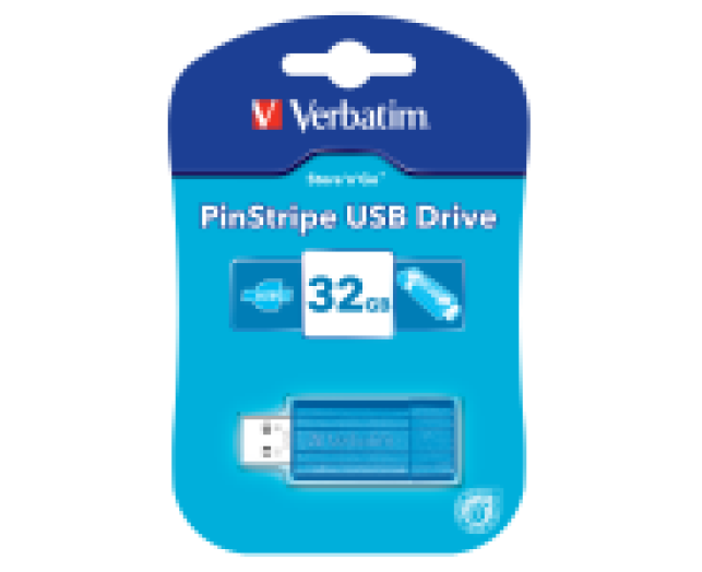 Verbatim Pinstripe 32GB USB memória, USB 2.0, karibikék