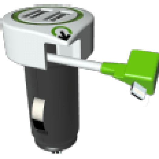 3.100120 autós töltő 3x USB + Lightning kábel