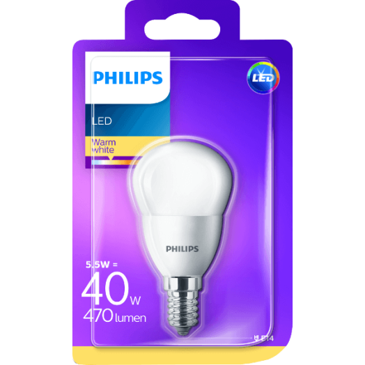 LED FÉNYFORRÁS KISGÖMB E14 5,5W 470LM 2700K 15000H P45 MATT